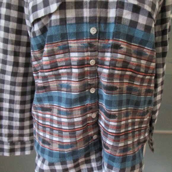 Roberta Roller Rabbit Check & Ikat Print Long Sleeve V-Neck Shirt - Picture 2 of 7